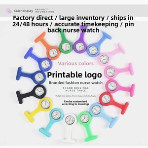 <span class=keywords><strong>Montre</strong></span> infirmière colorée en silicone <span class=keywords><strong>à</strong></span> quartz analogique avec cadran inversé et épingle de sécurité bleue, verte - Product Image 2