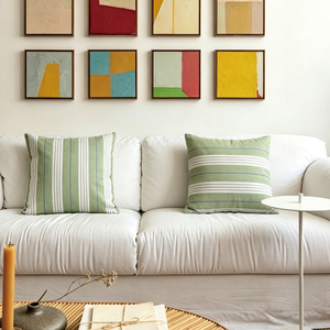 Modern Farmhouse <strong>Sage</strong> Stripe Throw <strong>Cushion</strong> <strong>Cover</strong>, Soft Durable Polyester Pillow Cases for Couch Living Room Decoration - Product Image 3