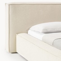 Cadre de lit plateforme minimaliste rembourré avec tête de lit rembourrée pour chambre à coucher, lit en tissu personnalisable (double/king size)