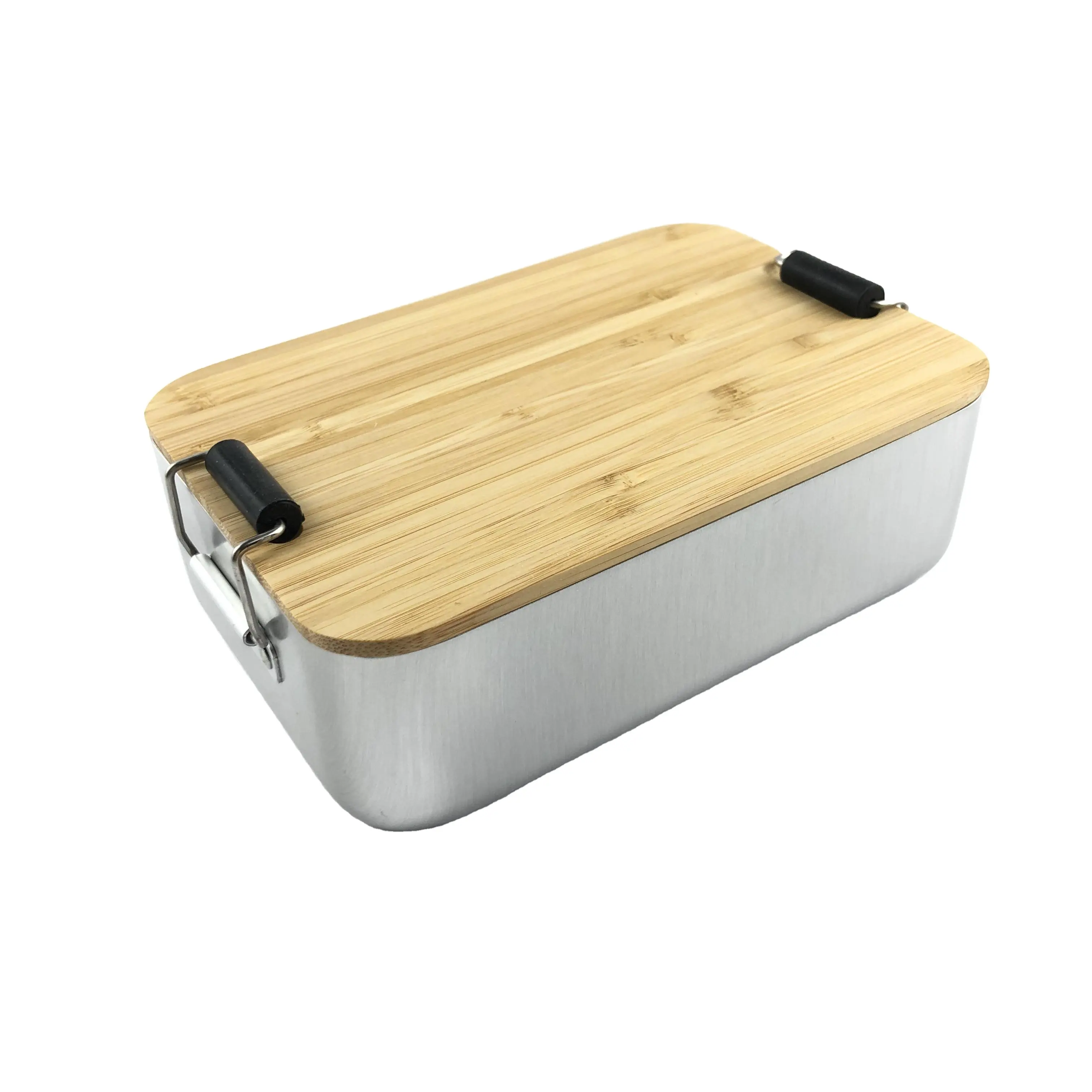 Eco-friendly aluminum lunch box leak-proof children's lunch box bamboo wooden lid bento box for children school outdoor camping