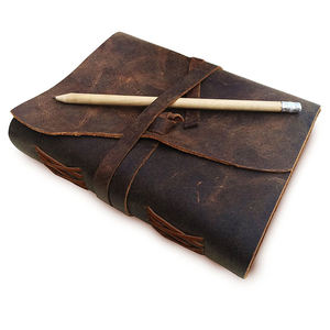 Vente en gros personnalisé en relief A5 blanc fait à la main Vintage voyageurs écriture en cuir véritable couverture cahier Journal - Product Image 4