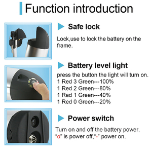 E-bike GEB 36V 8Ah su şişesi tarzı 250W şarj edilebilir lityum iyon batarya E bisiklet pil için - Product Image 5