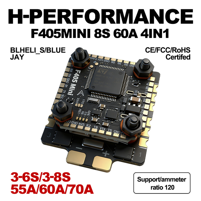F405 Mini Flight Stack F405 Mini FC 55A/60A/70A ESC 3-6S Lipo 20x20mm ICM42688 Gyro for Remote Control FPV Racing Drone