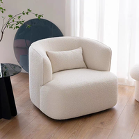 Fauteuil de salon en tissu bouclé beige style nordique, canapé moderne, fauteuil individuel, chaises modulaires