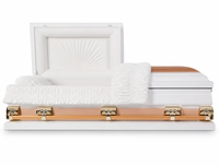Cercueil en métal blanc de style américain, calibre 20, pour usage funéraire commémoratif d'adultes