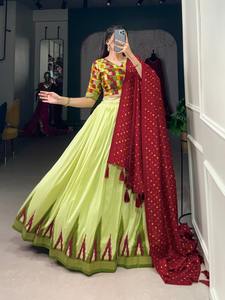 Colección 2025: Lehenga Choli de Seda Tussar Cómodo y Elegante con Lentejuelas y Estampado de Secado Rápido para Bodas y Fiestas, Estilo Indio-Pakistaní - Product Image 4