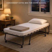 Cadre de lit pliable en métal, lit simple pliable avec roulettes, lit d'appoint portable pour la maison, l'hôtel, le camping, l'intérieur