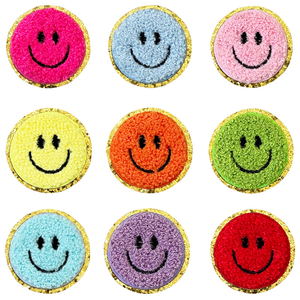 แพทช์ปักลายหน้ายิ้มแบบขายส่ง สติ๊กเกอร์ตกแต่งแบบรีดติด แพทช์กลิตเตอร์สำหรับเสื้อผ้าและหมวก - Product Image 1