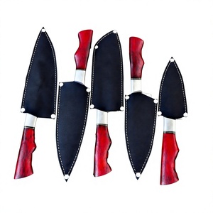 5 poignées de couteau en bois rouge faites à la main avec embout métallique pour couteaux de chef, en vente en ligne à prix abordable - Product Image 3