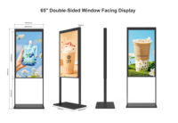 Pantalla Digital de Doble Cara para Publicidad en Ventanas, Pantalla de Menú para Restaurantes de 65 Pulgadas con Soporte de Pie, 3000 Nits de Alto Brillo