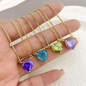 Collier pendentif cœur en pierre de naissance tendance pour femmes, vente chaude pour la Saint-Valentin 2026 - Product Image 4