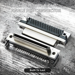 Разъем <span class=keywords><strong>VHDCI</strong></span> 68-контактный (гнездо) <span class=keywords><strong>SCSI</strong></span>, шаг 0,8 мм, угловой, тип DIP, корпус из нержавеющей стали, медные контакты для печатных плат, 5796055-1 - Product Image 2