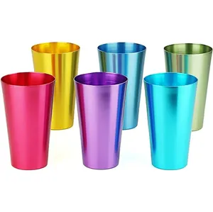 Cangkir air aluminium dengan warna berbeda cocok untuk anak-anak dan orang dewasa gelas perjalanan gelas pesta stackable16 oz