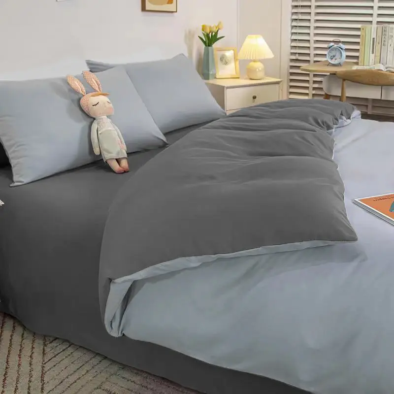 Design Washed Cotton solid color Hotel Bed Linen Bedsheet Luxury AB double side Bedding Set