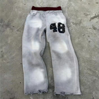 Pantalon de jogging ample et épais personnalisé pour homme, coupe décontractée, effet délavé, jambe large, double taille, style évasé