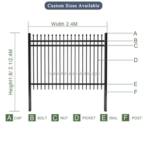 Clôture de sécurité en acier galvanisé Spear, barrière <span class=keywords><strong>tubulaire</strong></span> thermolaquée pour jardin, <span class=keywords><strong>piscine</strong></span> et villa - Product Image 3