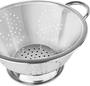 Easy Grip Micro-Perforated Colander Strainer Great for Pasta Noodles Vegetables Fruits Stainless Steel Colander