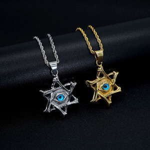 Collana con Ciondolo Protettivo a Stella a Sei Punte Bicolore Stile Mystique Starry Eye per Armadietti alla Moda - Product Image 1