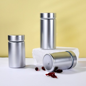 Pot à pilules en plastique argenté de 100 ml, 120 ml, 150 ml avec bouchons à large ouverture, complément de capsules, couvercles lisses étanches à l'air pour vitamines, flacons de <span class=keywords><strong>pharmacie</strong></span> - Product Image 2