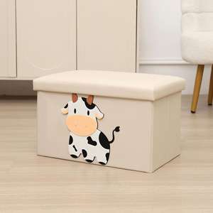 Caja Organizadora Grande y Plegable con Lindos Diseños para Niños, Otomana de Almacenamiento Multiusos de Cuero - Product Image 5
