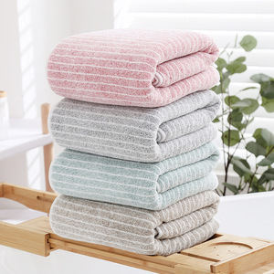 Jingjing <b>Bath</b> <b>Towels</b> Warp Knitted Coral Fleece 70x140 Cm Striped Quick Drying Antibacterial Large Size Gift <b>Towel</b> <b>Set</b> - Product Image 1