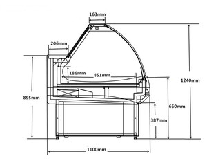 Vitrine Réfrigérée Commerciale pour Charcuterie, Comptoir d'Angle de Supermarché pour Viande et Poisson Frais avec Éclairage LED, Comptoir de Boucher Réfrigéré - Product Image 4