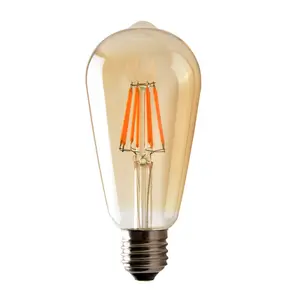 Atacado logotipo personalizado decorar lâmpada retrô LED Edison 6 pacotes ST64 âmbar