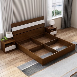 เตียงคิงไซส์/ควีนไซส์ทันสมัยขายดีปี 2022 พร้อมลิ้นชักเก็บของ เฟอร์นิเจอร์หัวเตียงทำจากไม้อัดเอ็มดีเอฟ ห้องนอนพร้อมตู้เสื้อผ้า - Product Image 1
