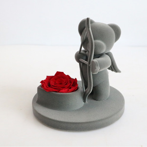 Flores conservadas natural con ositos real preserved rose teddy bear regalo di san valentino teddy rose bear - Product Image 2