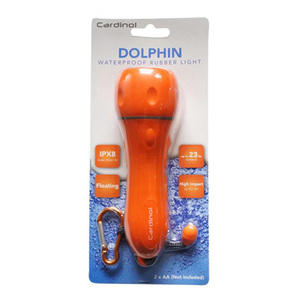 Custom Battery Operated Waterproof Rubber Flashlight with Carabiner