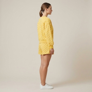 Conjunto de 2 Piezas para Mujer, Gris con Puntos, Sudadera de Cuello Redondo y Pantalones Cortos, Corte Holgado, Informal, Primavera-Verano, Tejido de Algodón - Product Image 5