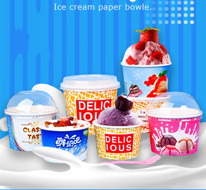 Gobelets en papier personnalisés avec logo pour crème glacée, 4oz, 8oz, 16oz, bols jetables pour yaourt glacé et desserts avec couvercle – Fabricant en gros - Product Image 5