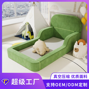 Canapé-lit pour enfants 1,15 m pliable avec housse amovible pour le sommeil des enfants, couche en coton élastique confortable Q - Product Image 5