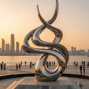 Escultura de Acero Inoxidable G18, Puerta Doble Simétrica, Estatua Metálica Resistente al Viento para <span class=keywords><strong>Plaza</strong></span> Central - Product Image 1