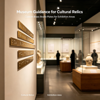 Plaque de guidage tactile personnalisée en acier inoxydable et laiton pour signalétique Braille de musée, affichage de reliques culturelles en braille en relief pour salle d'exposition