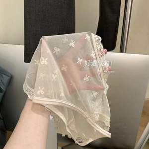 Sous-vêtement semi-transparent en dentelle <span class=keywords><strong>de</strong></span> style français pour femmes, respirant confortable sexy, sous-vêtement d'entrejambe en pur coton en gros - Product Image 3