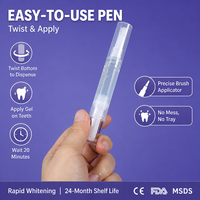 Pena Pemutih Gigi 2x 4ml Bebas Air Peroksida Aplikator Kuas Desain Putar Mudah Diaktifkan dengan Air Liur Pena Pemutih Rumahan OEM ODM