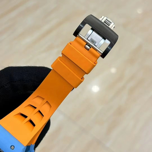 Reloj Mecánico Automático de Fibra de Carbono con Cronógrafo de Segundos Divididos Estilo RM, Color Azul y Naranja, Precio Super Mayorista - Product Image 6