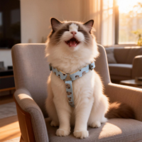 Ensemble harnais et laisse pour chiens et chats, motif ours et décorations mignonnes, sangle en Y, anti-évasion, respectueux du cou, 4 couleurs