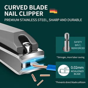 Stainless Steel Nail Clippers Set <b>Flat</b> Jaw Wide Opening <b>Pointed</b> Blade Durable Design For Finger Nails Adult Use - Product Image 3