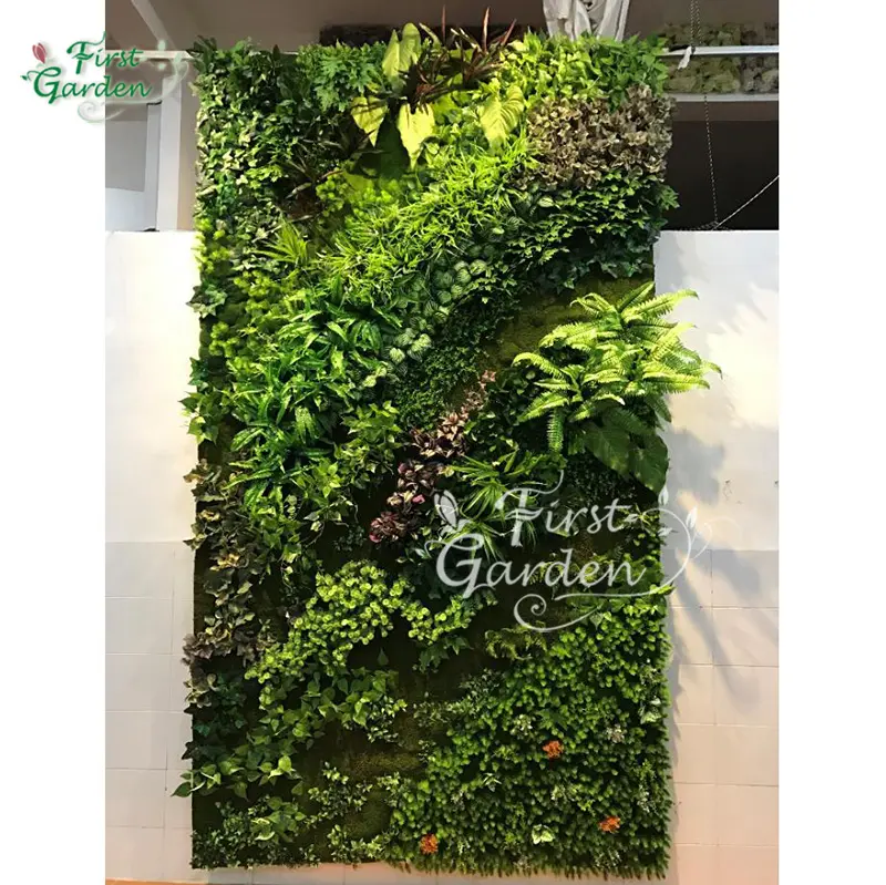 Plantes vertes artificielles personnalisées 3D nouveau style bon marché fougère décoration panneau mural toile de fond hôtel boutique vitrine affichage