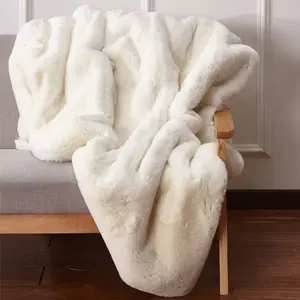 100% polyester warm large fur throw blankets soft faux fur blanket