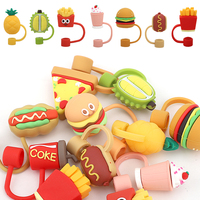 MOQ 3000 pièces – Capuchons de paille en silicone 3D écologiques, anti-effraction, mignons, pour pailles à boire, accessoires de bar