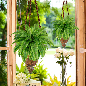 Plante artificielle de fougère persane, feuilles en soie, décoration suspendue, verdure intérieure et extérieure, 18 feuilles, fougères simulées, style tropical - Product Image 4