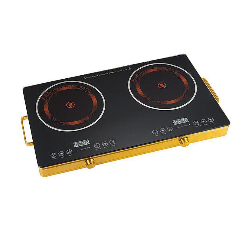 Bếp gốm 3500W nướng 2 Burner nấu ăn điện bếp gốm hồng ngoại đôi Bếp cảm ứng