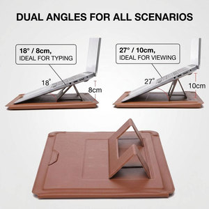 Funda <span class=keywords><strong>3</strong></span> en 1 para Laptop con Soporte Plegable y Alfombrilla para Ratón, Bolsa Delgada de Cuero PU Marrón para <span class=keywords><strong>MacBook</strong></span> Pro <span class=keywords><strong>Air</strong></span> <span class=keywords><strong>13</strong></span> 14 15 16 <span class=keywords><strong>Pulgadas</strong></span> Oficina - Product Image 4