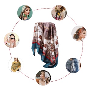 All'ingrosso 35 "X 35" grande sciarpa quadrata per le donne di <span class=keywords><strong>seta</strong></span> come la fascia di capelli ricci cravatta dormire di notte alla moda Bandana foulard - Product Image 2
