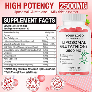 Hương vị dâu tây liposomal Glutathione Gummies 2500mg 9-in-1 chất chống oxy hóa da miễn dịch Hỗ trợ 60 Gummies - Product Image 6