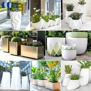 Fiberglass Flower Pot Set Creative Simple Outdoor Commercial <b>Large</b>-Diameter Oval Custom-Made Minimalist and Modern - Product Image 5