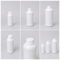 Bouteille ronde en plastique HDPE de 1L avec bouchon à vis, conteneur d'emballage industriel pour liquides, solvants et engrais, couleur et logo personnalisés